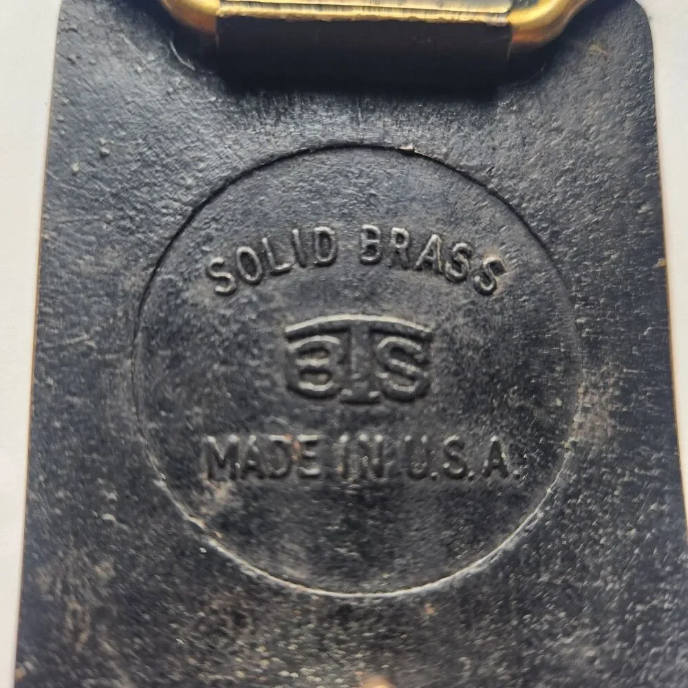 Vtg BTS Solid Brass Belt Buckle Flying Ducks & Mountain Scene USA Embossed
